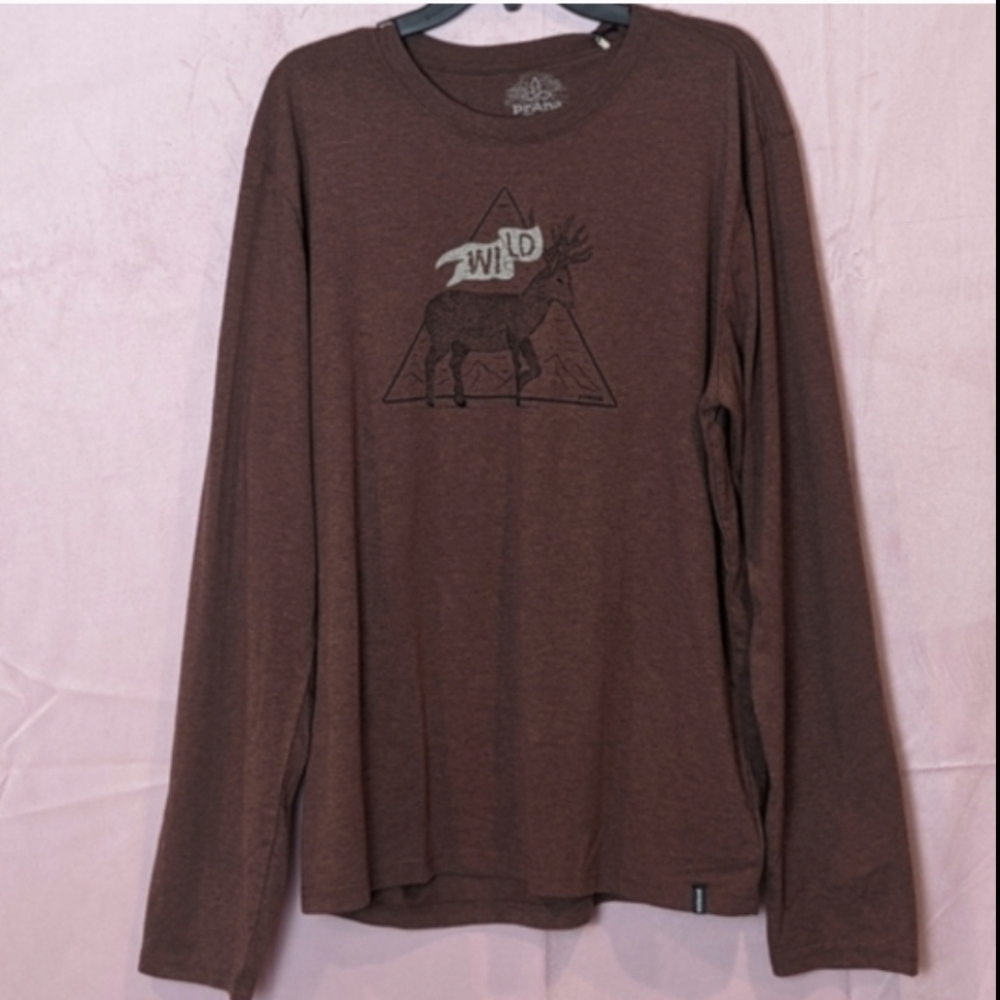 Prana Journeyman Long Sleeve Tee Shirt in Clove Heather size XL